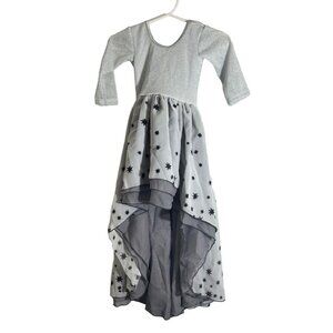 Pleiades Girls Dress Size 12M Gray Scoop Neck Metallic Star Chiffon Ombre Skirt